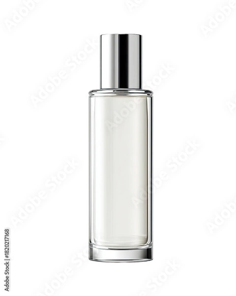 Fototapeta Rectangular perfume bottle with silver cap, dark background