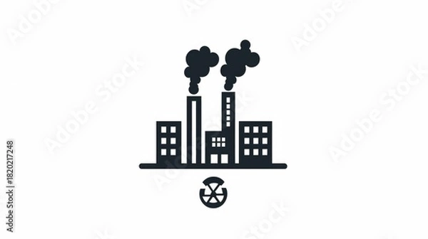 Obraz Industrial city skyline with smoke stacks and factory buildings