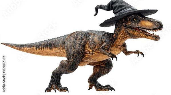 Obraz Dinosaur Wearing Wizard Hat with Magical Vibes and Fantasy Elements