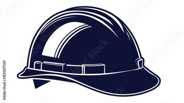 Obraz Dark Blue Construction Helmet for Safety and Protection in Workspaces