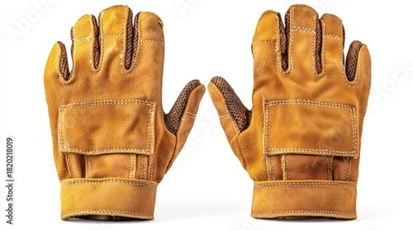 Obraz Brown Leather Work Gloves for Safety and Protection in Labor