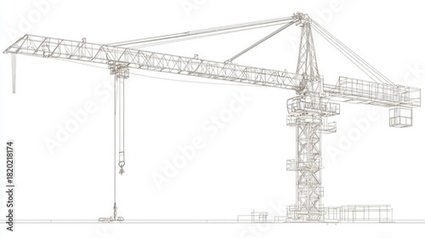 Obraz Detailed Outline of Tower Crane in Construction Environment