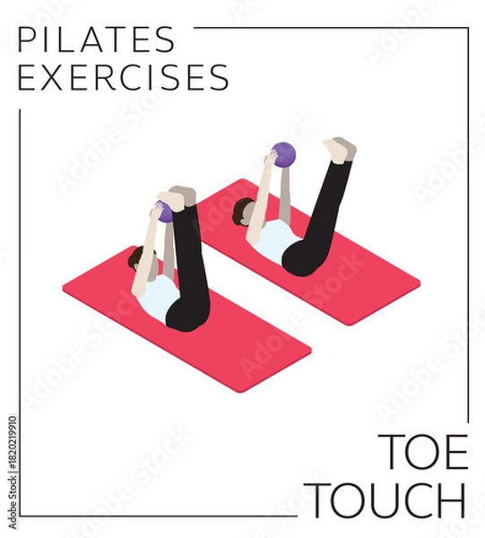 Fototapeta Pilates Ball Exercise Toe Touch Isometric Vector