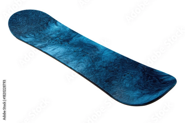 Fototapeta Blue, textured snowboard with curved edges on dark space