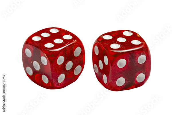 Fototapeta Pair red dice, white pips. Play objects, games