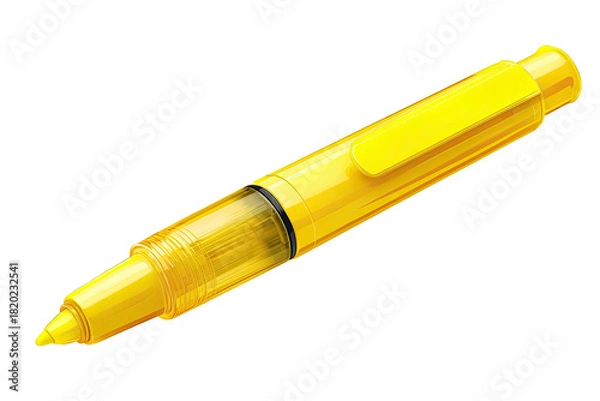 Fototapeta Bright yellow highlighter with a transparent ink reservoir