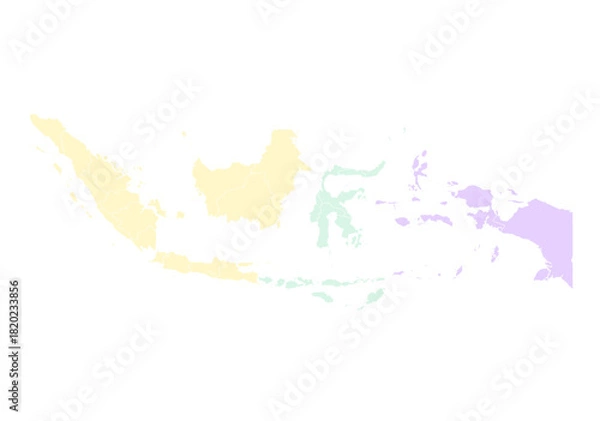 Obraz Zonal Political Map of Indonesia with Provinces | West, Central and East Regions Vector (SVG)