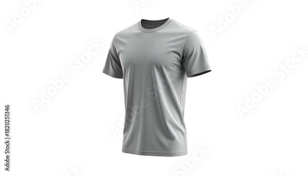 Obraz A digitally rendered, isolated, gray t-shirt. It has a round neck and short sleeves
