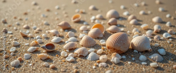 Obraz Collecting unique seashells on the beach coastal shoreline photography natural environment close-up view marine life exploration