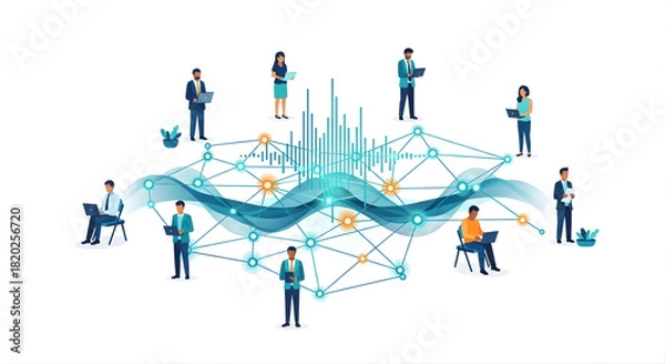 Fototapeta Business networking concept with people connected
