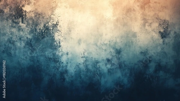 Fototapeta Abstract painting with blending shades of blue and beige creating a dreamy and atmospheric effect