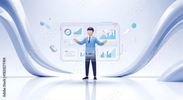 Fototapeta Businessman analyzing data on digital tablet