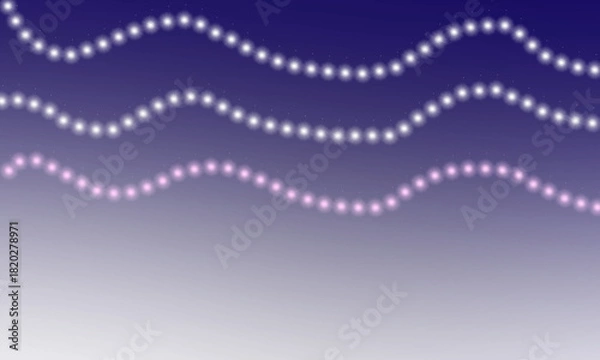 Obraz Pink and white string lights on transparent dark blue gradient backdrop