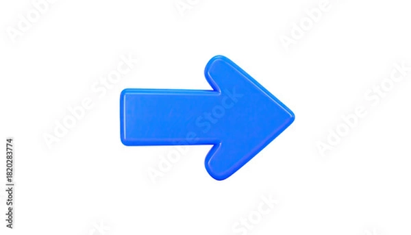 Obraz A glossy blue arrow pointing right on a black background, slightly 3D effect