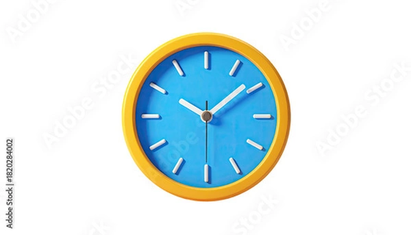 Obraz Rendered image of a simple, circular analog clock with a yellow frame