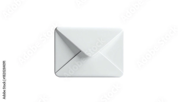 Obraz A pristine white closed envelope with soft shadows against a stark black background