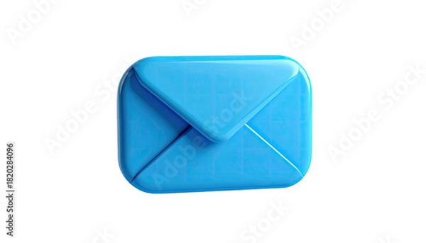 Obraz A 3D-rendered, light-blue envelope with subtle grid texture floats on black