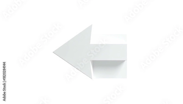 Obraz Simple white arrow, pointing left, with subtle shadow on a stark black background