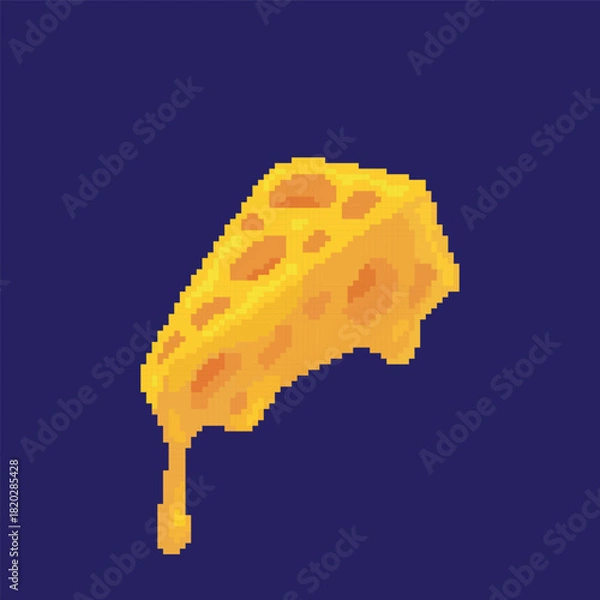 Obraz melted cheese pixel art, vector illustration on isolated background.