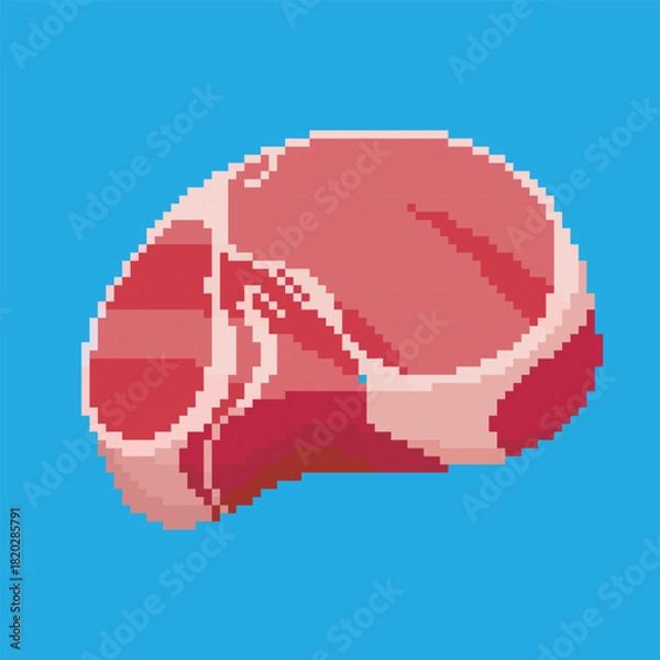 Obraz pixel art beef, vector illustration on isolated background.