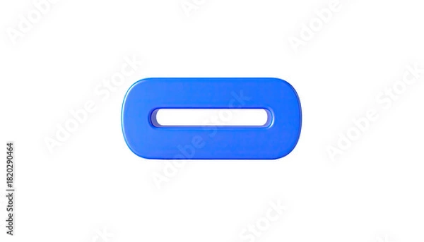 Fototapeta Isolated blue capsule, oblong, with rounded edges, on stark black background