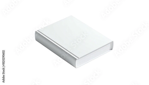 Fototapeta Isometric view of a closed, white book on a black background