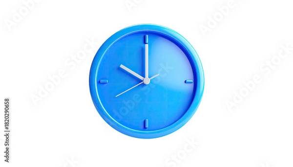 Fototapeta A simple, light-blue, analog clock face against a black background