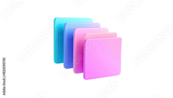 Fototapeta Stacked, colorful 3D blocks cascade diagonally on a black background