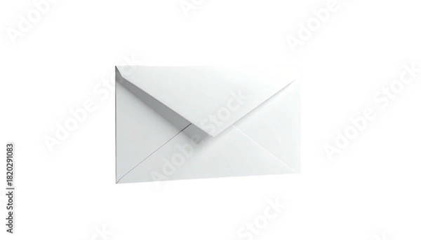 Fototapeta A white closed envelope on a black background, lit from above