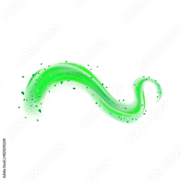 Obraz Green magic smoke trail with glitter particles.