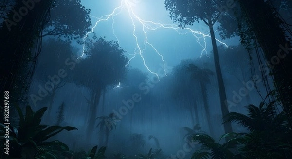 Obraz . Forest Under Lightning