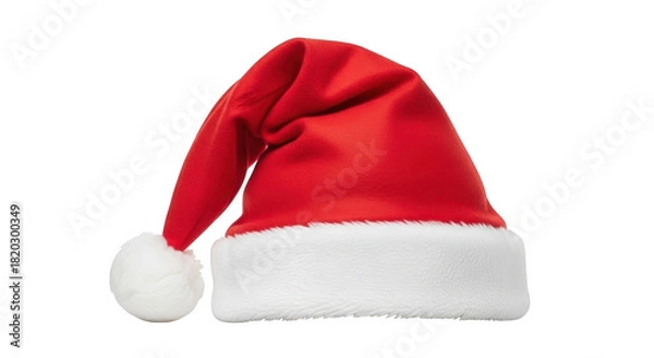 Obraz Red santa hat with white fur trim, isolated on transparent background