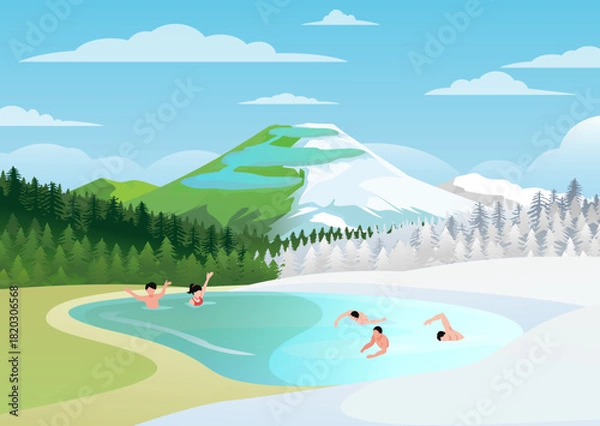 Fototapeta 旅游系列-游泳冰雪两重天