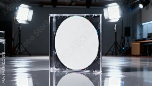 Obraz cd jewel case mockup with blank cover insert, glossy studio reflections, music branding packaging photo