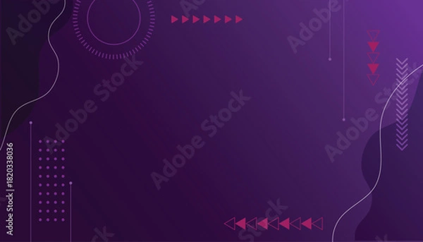 Obraz Dark purple abstract tech background with circular and triangular modern elements