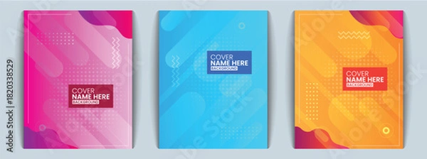 Obraz Bold abstract halftone covers with gradient background and geometric elements