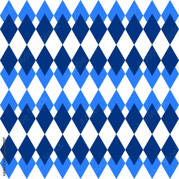 Fototapeta blue plaid fabric texture, blue diamond checkerboard repeat pattern, replete image, design for fabric printing, rhombus, grid