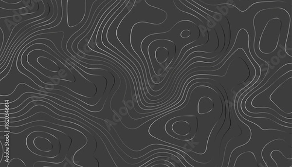 Fototapeta Dark Abstract Topographic Line Pattern Background
