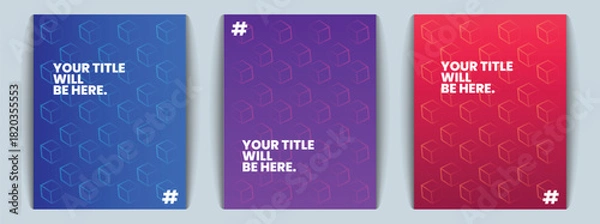 Obraz Geometric memphis abstract background with isometric cube pattern layout