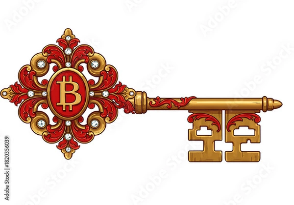 Fototapeta Unlock wealth with this ornate Bitcoin golden key