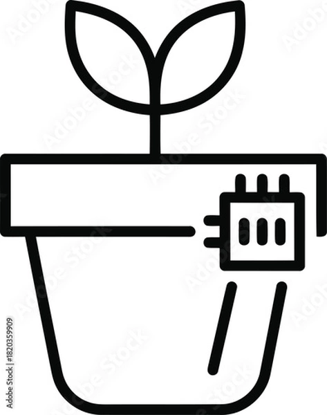 Fototapeta Smart plant pot with sensor, representing precision agriculture, sustainable gardening, and tech innovation