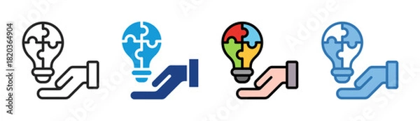 Fototapeta Idea Solution icon set multiple style collection