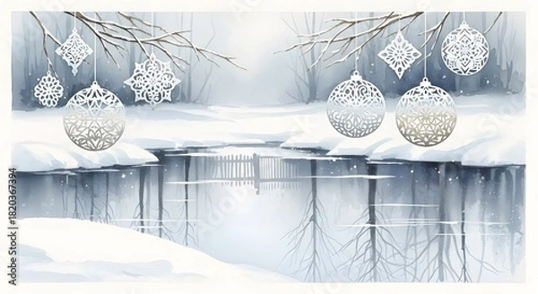 Obraz christmas tree with snow