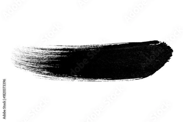 Fototapeta Dark abstract brush stroke with textured edges on a completely black background space