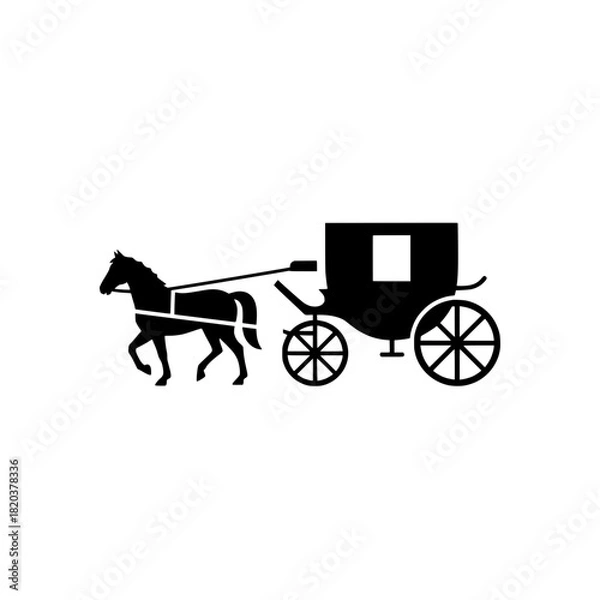 Fototapeta Horse-Drawn Carriage or Buggy Transport Icon