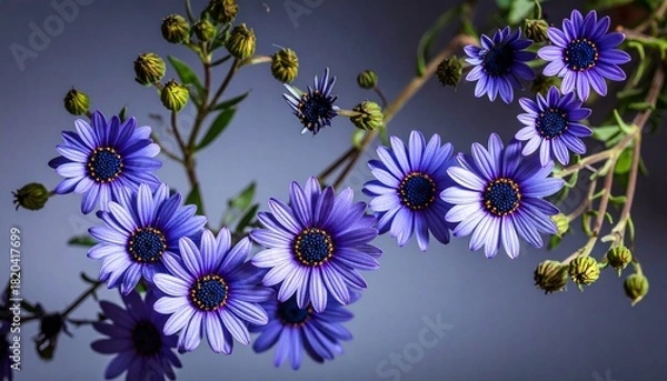 Fototapeta aster, dahlia flowers macro and creative texture