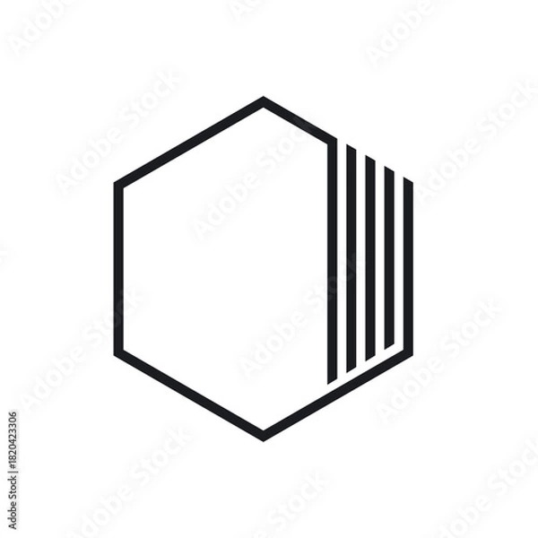 Obraz black hexagonal line frame vector element design template