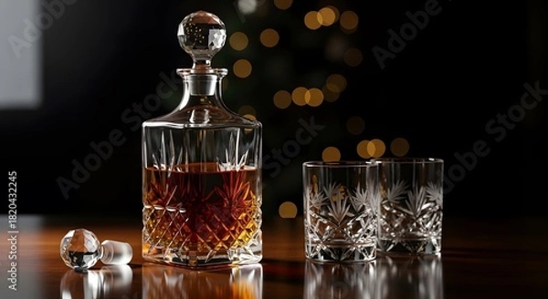 Obraz Nighttime Pour of Fine Scotch in Crystal Glassware