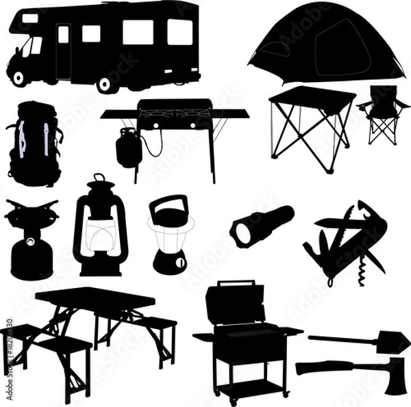 Fototapeta camping equipment - vector