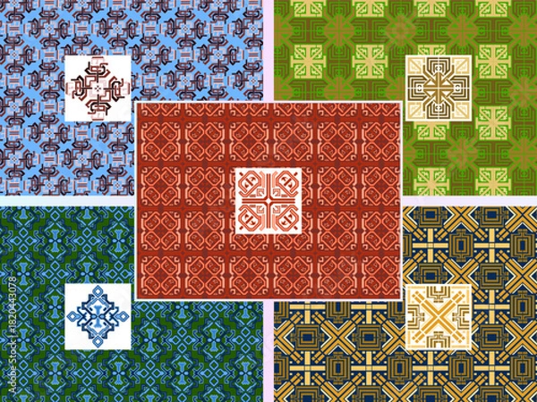 Fototapeta Abstract Geometric Seamless Pattern Collection Background